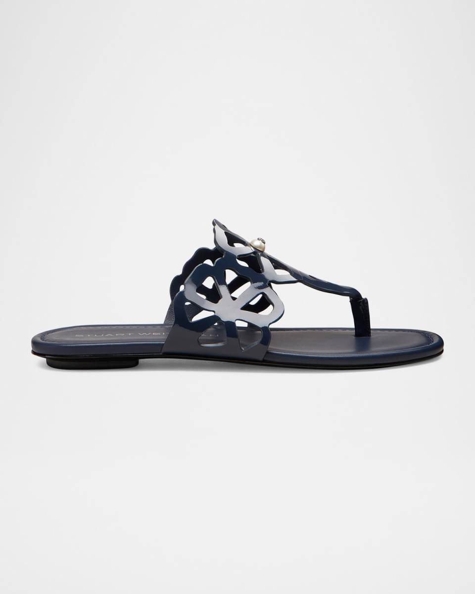 Jasmine Patent Cutout Thong Sandals